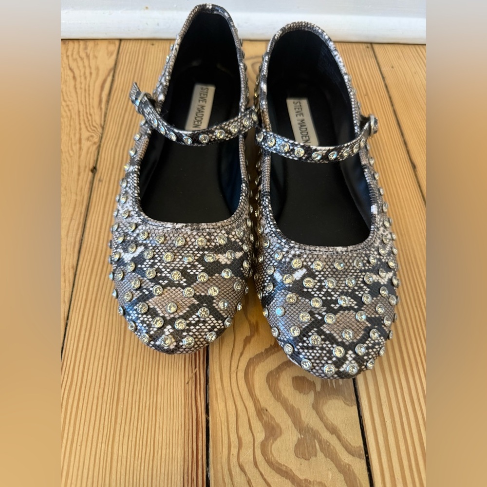 Steve Madden Snake Print Jeweled Flats